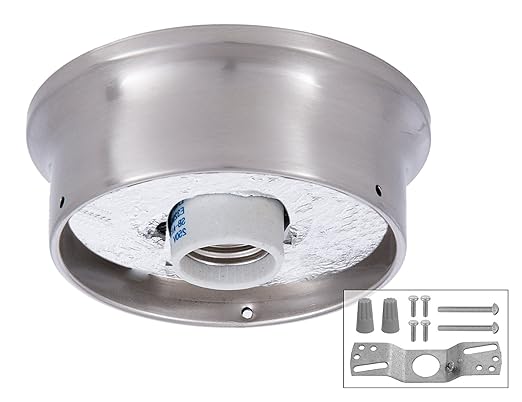 B&P Lamp® 4 Inch Fitter Wired Flush Mount Ceiling Fixture, Satin Nickel Finish