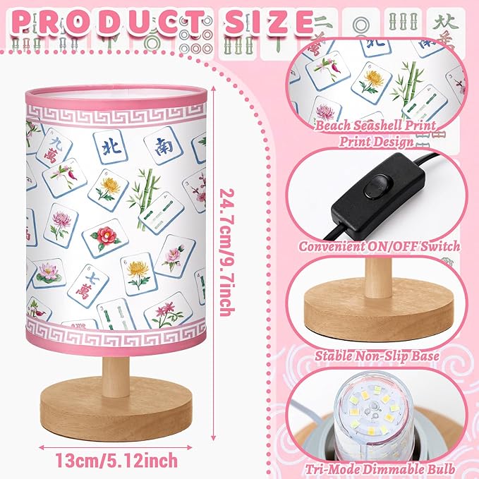 Glooglitter Mahjong Table Lamp 3 Colors Dimmable Lights 9.72 x 5.12 Inch Mahjong Night Light Bedside Bedroom Lamps for Desk Living Room Bedroom Decor Birthday Gifts