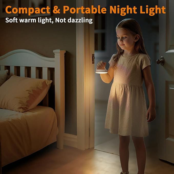 Dawnrise Motion Sensor Night Light Rechargeable (4 Pack), Battery Operated Night Lights with Soft Warm White, Portable Night Light for Bedroom, Stairs, Hallway, Bathroom, Pets House, Cabinet‌,Closet‌