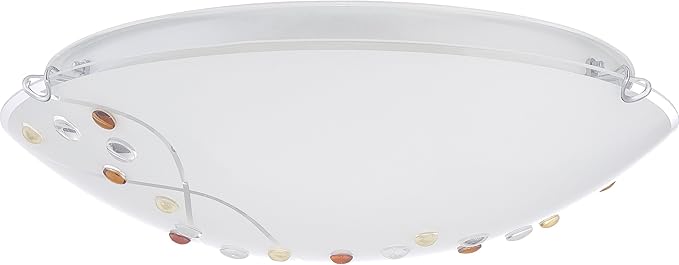 Quoizel Stellar 16" 3-Light Round Flush Mount, Polished Chrome, Frosted Glass with Amber & Clear Jewels, Dimmable