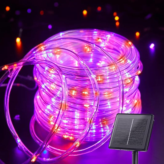 Brightown Solar Halloween Lights Outdoor, 39FT 100 LED String Lights With 8 Modes, Decoration Outdoor, Waterproof Solar String Lights for Outside Tree Yard Party, Orange & Purple