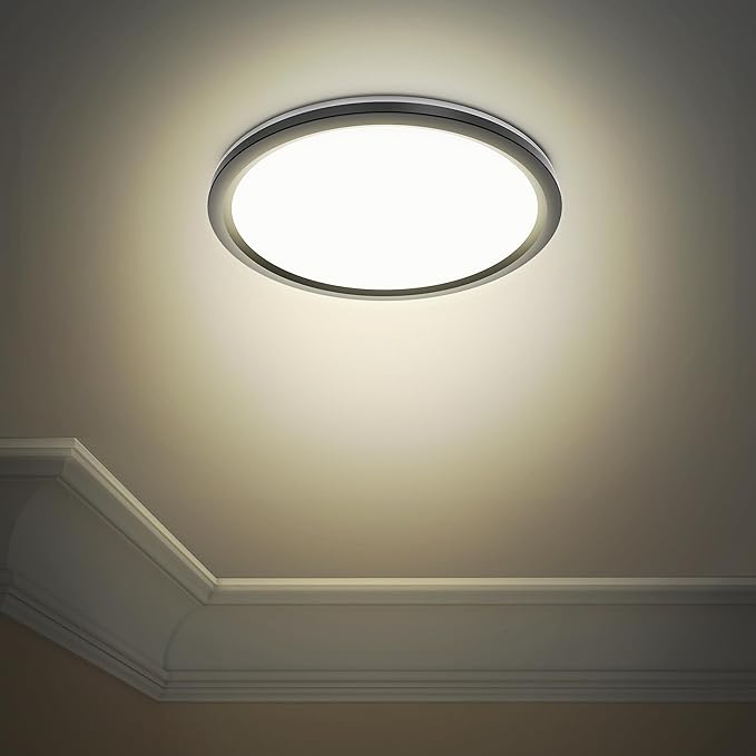 Feit Electric 14" Adjustable White LED Ceiling Fixture, Dimmable Flush Mount Light, Selectable Color Temperature, Matte Black Dual-Banded Finish, Energy Efficient, 50,000-Hour Lifespan, FM14/DR/6WY/BK