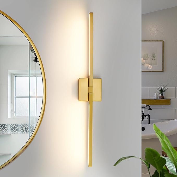 Gold Bathroom Vanity Light Fixtures - 30 inch Rotatable Modern 5CCT LED Vanity Lights for Bathroom Lighting Fixture Over Mirror Dimmable Bathroom Wall Sconce