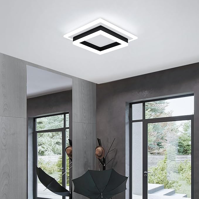 32W Modern LED Ceiling Light, Small Flush Mount Light Fixture, Kitchen Ceiling Light Fixture, Square Hallway Lighting Fixtures for Living Room Bedroom Bathroom Kitchen (2 Pack)