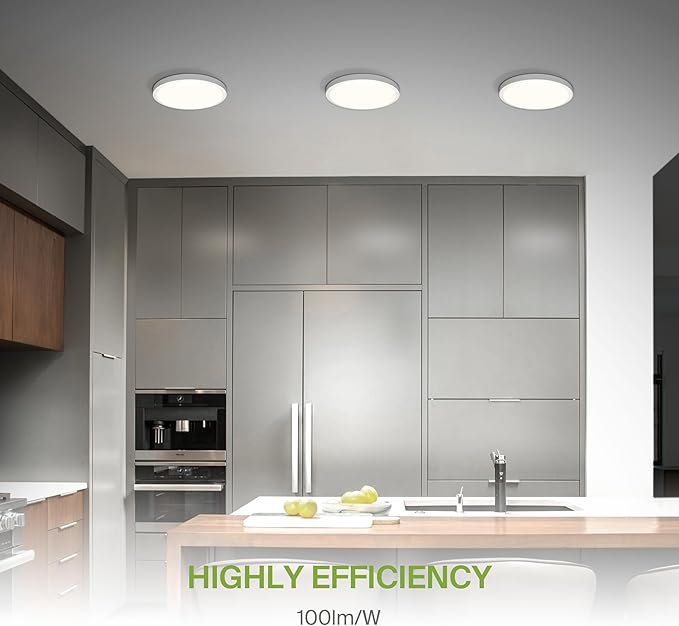 ASD LED 15" Round Flush Mount Ceiling Light Fixture, Low Profile Surface Lighting | 5CCT, Dimmable, Ultra-Thin, ETL Listed | 28W 2300LM 2700-6000K 100-277V | Kitchen, Hallway Lamp | White, 2 Pack