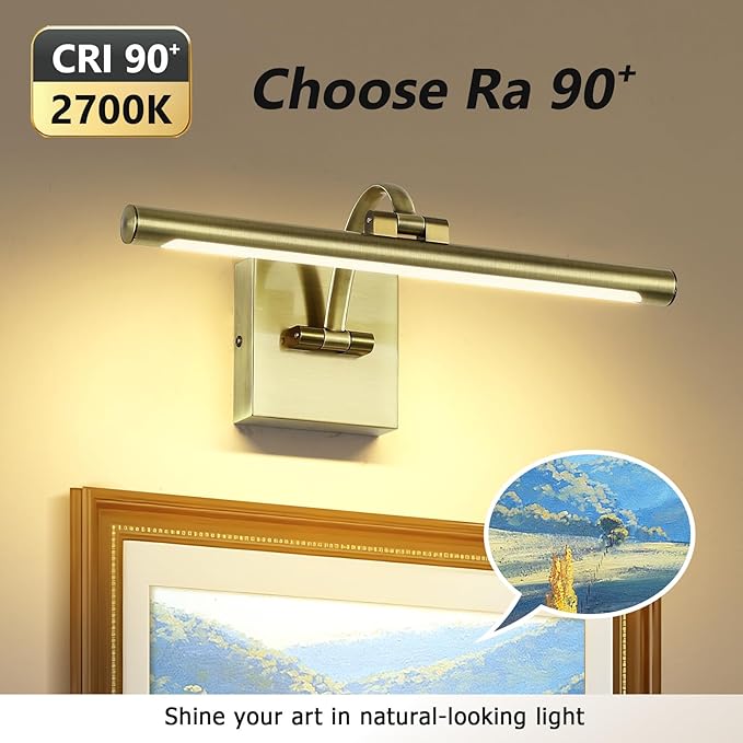 DESOOP Picture Lights for Wall Hard-Wired Antique Bronze Picture Lighting Dimmable Art Light LED Gallery Lighting for Wall Portrait Artwork 15.75 inch 7W 2700K
