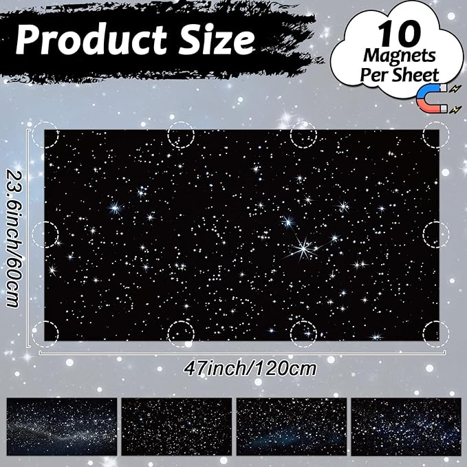 4 Pcs Fluorescent Light Covers with 40 Magnets Decorative for Classroom Ceiling Light 4 x 2 Feet Magnetic Light Covers Filter Easy Install for Office Hospitals & Home Drop Ceiling Supplies (Star)