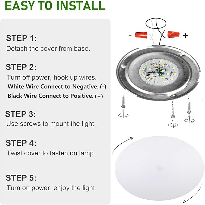 Risestar KICORED 12volt LED Lights Fixture with On-Off Touch Switch Ultra Slim Ceiling Lights Interior for RV,Trailer,Camper and Boat; Warm White 3400K Dimable 3.25inch (Pack of 3)