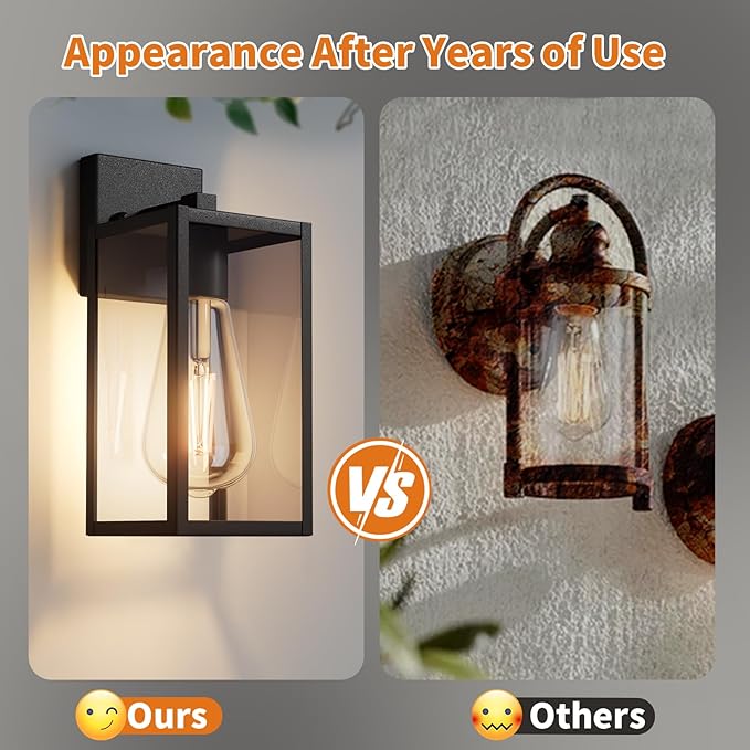 13'' Outdoor Lighting Fixtures Wall Mount, Exterior Front Porch Lights for Outside, Wall Lantern Lamps Waterproof, Black Sconce Coach Lights for House, Garage, Patio