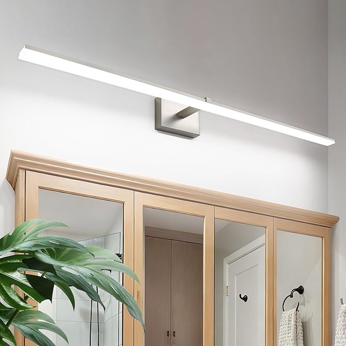 ZUZITO 48 Inch Bathroom Vanity Lights Over Mirror Brushed Nickel Arm Over Cabinet Wide LED Bar 32W 2560lm 6000K ETL IP44