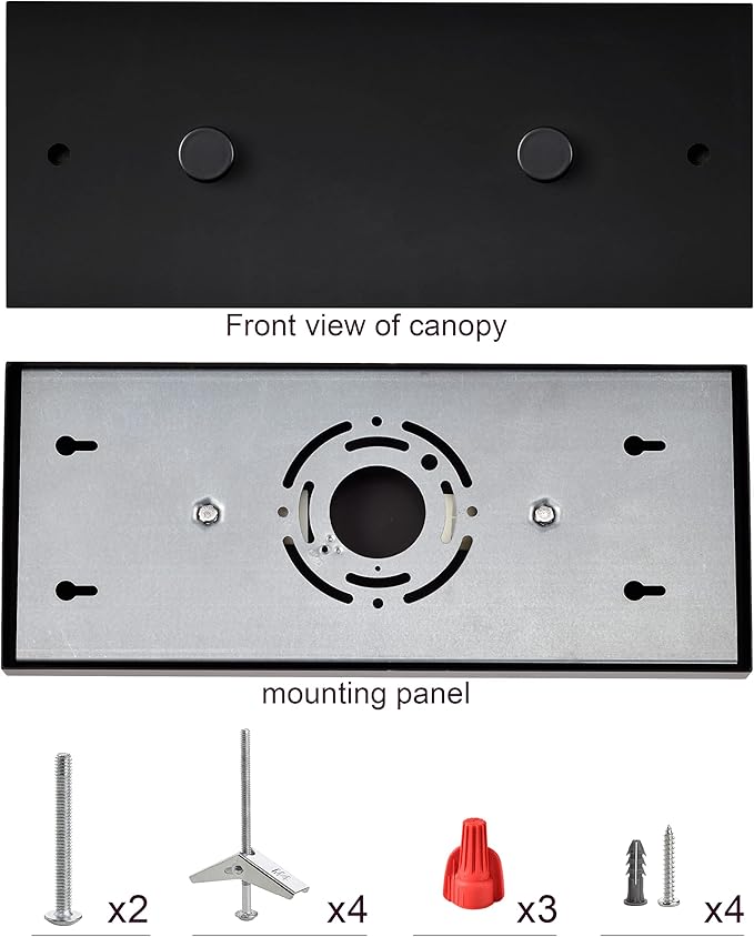 Two Pendant Light Linear Canopy Accessory Light Kit, 14 inch Flush Mount Cluster Canopy, Hanging 2 Lights with One Outlet Box for Kitchen Island, Mounting Hardware Included, Matte Black