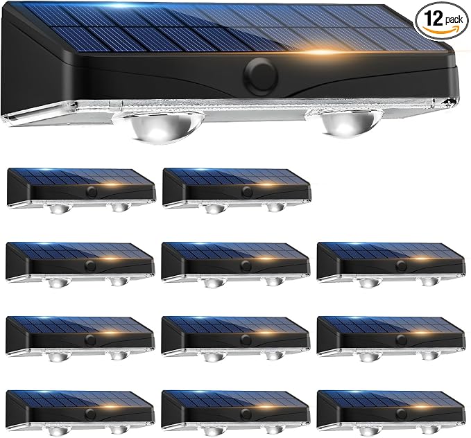 kolpop Solar Fence Lights Outdoor,11 Modes & 9 Colors Fence Lights Solar Powered,IP65 Waterproof, 60LM LED Solar Lights for Patio,Backyard,Outside,Railing,Wall,Nighttime,Party,Pool,12 Pack