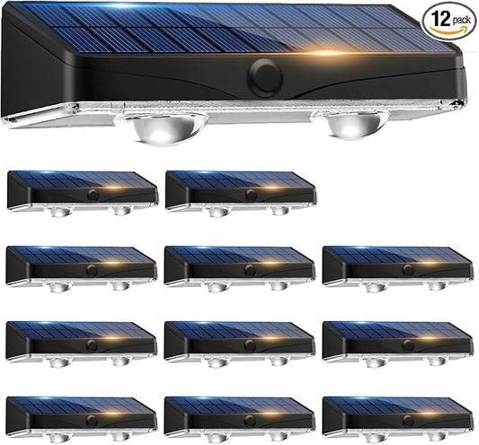 kolpop Solar Fence Lights Outdoor,11 Modes & 9 Colors Fence Lights Solar Powered,IP65 Waterproof, 60LM LED Solar Lights for Patio,Backyard,Outside,Railing,Wall,Nighttime,Party,Pool,12 Pack
