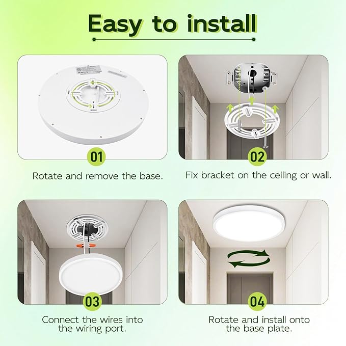 hykolity 2 Pack 9 Inch Selectable CCT LED Round Flat Panel Light, 18W 1800LM 3000K/4000K/5000K, Edge-Lit Flush Mount Ceiling Light Fixture for Kitchen, Bedroom, Laundry and Closet Room，White
