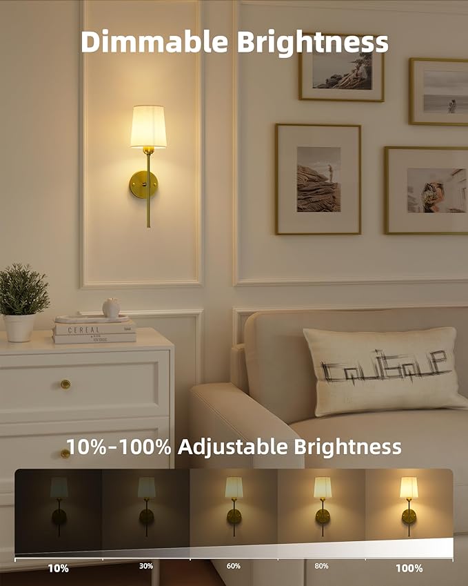 Rechargeable Wall Lights, Battery Operated Wall Sconce Set of 2, 7500mAh, Dimmable, Remote Control, Timer, Magnetic Bulb, 3 Color Temps, RGB, Wireless Wall Lamps, for Bedroom Living Room Hallway Decor