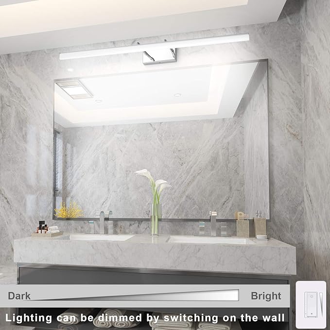 Aipsun 40in Dimmable Modern LED Vanity Lights for Bathroom Light Fixtures Over Mirror Chrome Modern Vanity Lighting(White Light)