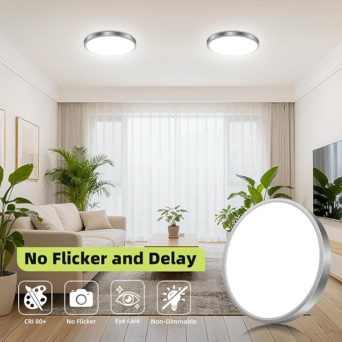 hepside 4PACK Flush Mount LED Ceiling Light Fixture 5CCT 7Inch 15W & 100W Equivalent Closet Light Fixture,Small Round Slim Surface Ceiling Lamp for Hallway,Bathroom,Bedroom,Kitchen,Interior