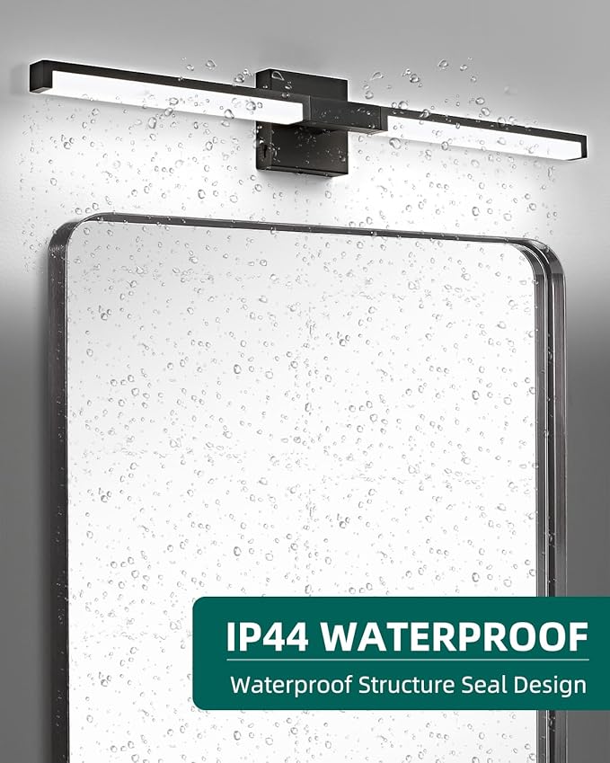 OKELI Modern Bathroom Light Fixtures Over Mirror, 32 Inch Matte Black Vanity Light Bar for Bathroom, 16W 5CCT Diammable Wall Light