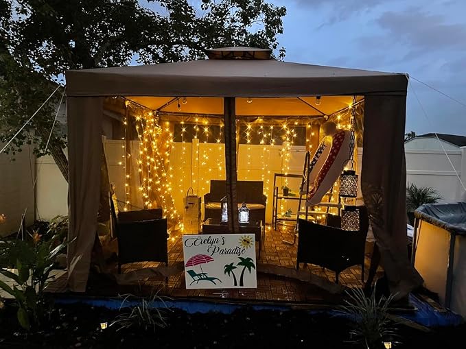 Lighting EVER 594 LED Curtain Lights, 20 x 10 ft Plug in Hanging Fairy String Lights, Wedding Party Backdrop Lights, Twinkle Lights for Wall, Patio, NOT Connectable (XL Size, 27 Strings, 9" Apart)