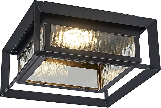 Design House Hartbrook Outdoor Integrated LED Ceiling Light with Clear Glass for Porch Entryway Patio, Matte Black, 589234-BLK