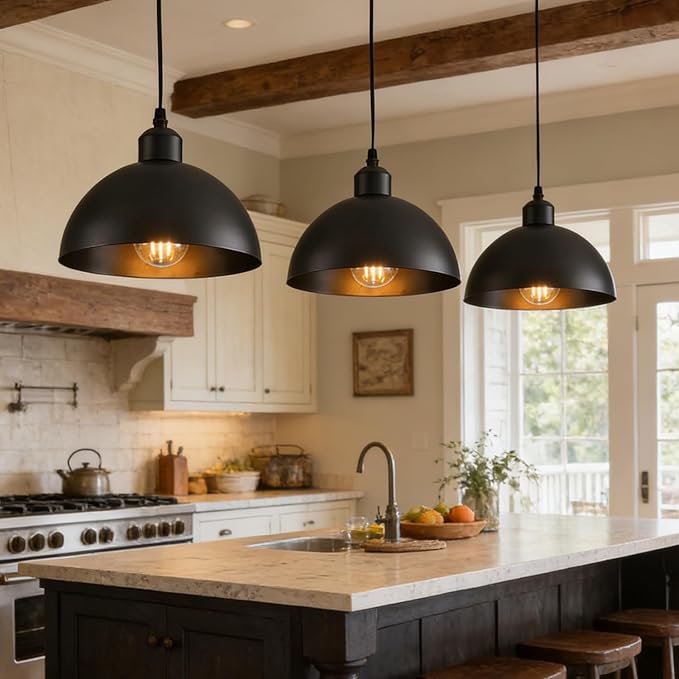 Farmhouse Pendant Lighting,Chandelier Industrial Pendant Light, Modern Kitchen Island Lights Fixtures Ceiling Hanging Dining Room Living Room