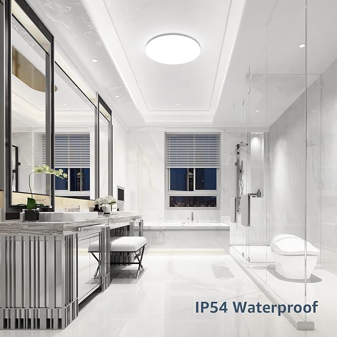 Lepro 11 inch 24 watt Flush Mount LED Ceiling Light 2400 Lumen 200 watt Equivalent, Waterproof, Daylight White 5000 Kelvin Bright Ceiling Fixture for Kitchen, Bathroom, Laundry, Hallway, Not-Dimmable