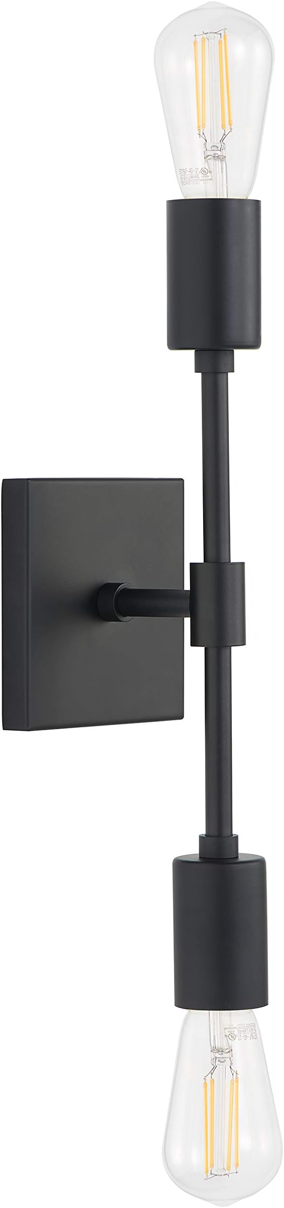 Linea di Liara Berbella 2-Light Matte Black Bathroom Vanity Light Fixtures Modern Wall Sconces Lighting Fixture Wall Lights for Hallway and Bedroom Sconces with Two LED Bulbs Included, UL Listed