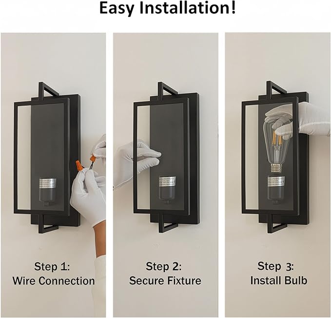 1-Light Bathroom Light Fixture, Matte Black Vanity Lights Wall Sconce with Clear Glass Shade, Indoor Wall Lamp with E26 Base for Mirror Living Room Bedroom Hallway