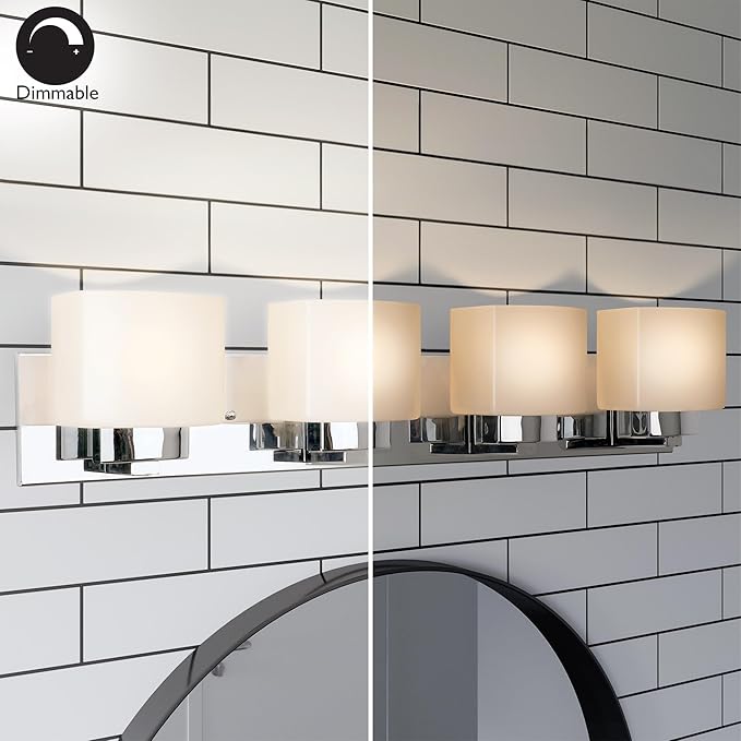 Design House Dove Creek Bathroom Light Fixtures - Traditional 4-Light Vanity Lights for Bathroom - Dimmable Vanity Lights with Frosted Glass – Polished Chrome – Design House, 589671