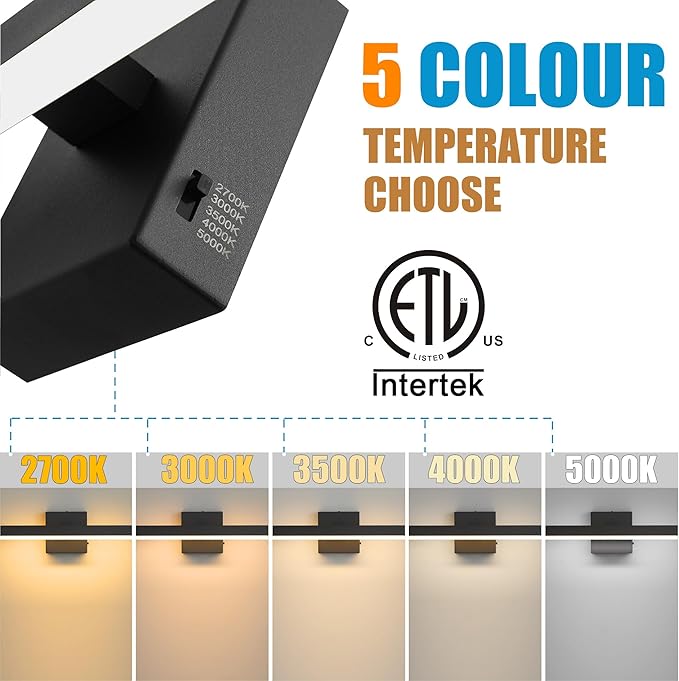Black Bathroom Vanity Light 39.4 inch, 30W Dimmable 5CCT LED Modern Bathroom Light Fixture Over Mirror - ETL Certificated