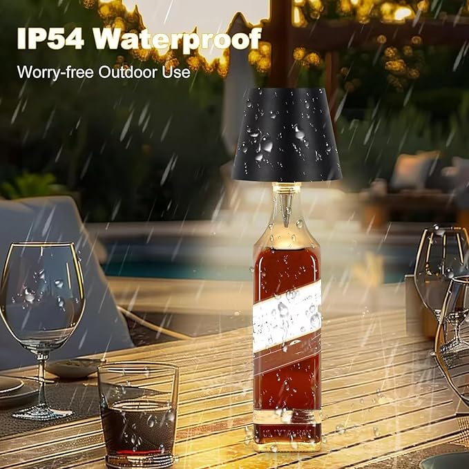 Neioaas Wireless Bottle Lamp,3 Color Stepless Dimming Wireless Wine Bottle Lamp, USB Rechargeable Touch LED Wine Bottle Lights for Home,Bar,Camping,Travel