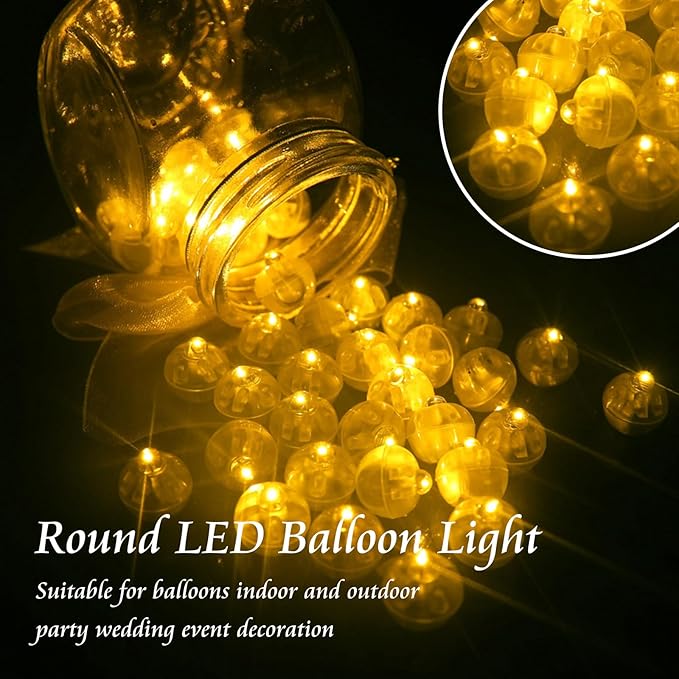 200pcs Balloon Lights Warm White+Rainbow Mini LED Lights Round Long Standby Time Ball Lamps for Birthday Party Easter Christmas Halloween Decoration Paper Lantern