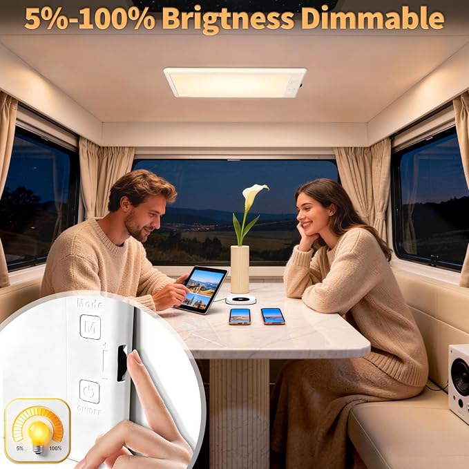 4 Pack RV Lights Interior,3 Color RV LED Super Bright Fixture,12V RV Ceiling Dome Light with ON/Off Dimmable Switch Energy Saving Gift Package for RV/Camper/Car/Trailer/Boat