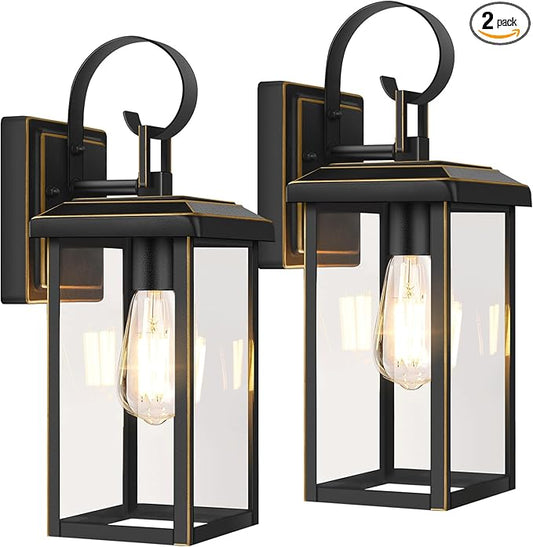 BesLowe 2-Pack Outdoor Wall Light Fixtures, 15" Exterior Lighting Fixtures Wall Mount, Waterproof Porch Lights Outdoor Wall Sconces Lanterns, Modern Outside Lights for House Front Door Garage, Bronze