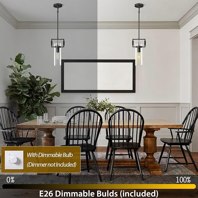 Black Pendant Lights Kitchen Island, Modern Glass Knurled Pendant Light,12Inch Copper Kitchen Pendant Lighting Over Island,Farmhouse Island Lights For Kitchen Sink,Bathroom,Bedroom,Included E26 Bulbs