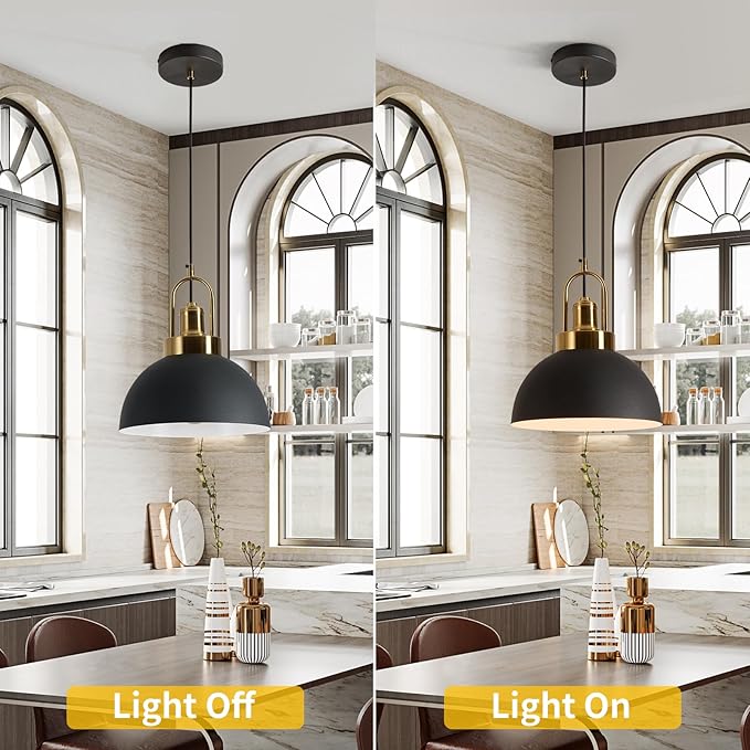 Vintage Industrial Pendant Light, Black and White 9.84 "Dome, Chandelier.78.74" line - Perfect for Kitchen Islands, Dining Rooms, hallways