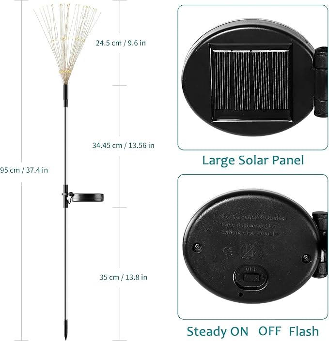 JJGoo Solar Firework Lights, 2 Pack 150 LEDs 2 Lighting Modes Solar Lights Outdoor Waterproof for Garden Patio Walkway Pathway Party Wedding Christmas Decorative - Pink