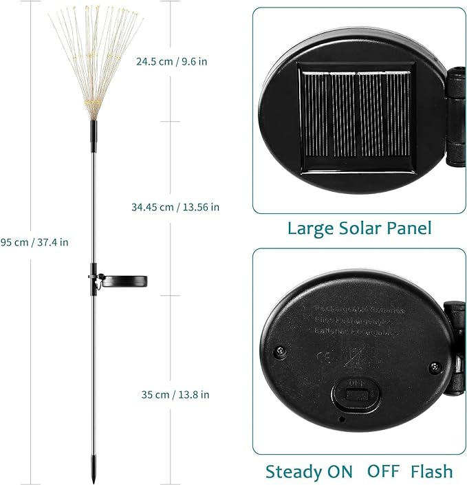 JJGoo Solar Firework Lights, 2 Pack 180 LEDs 2 Lighting Modes Solar Lights Outdoor Waterproof for Garden Patio Walkway Pathway Party Wedding Christmas Decorative -Blue