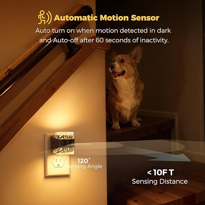 L LOHAS LED Motion Sensor Night Light, Bubble Night Lights Plug into Wall,5CCT Color Temperature Change Night-Light,Dimmable Nightlights with Dusk to Dawn Sensor for Rooms Bathroom Hallway