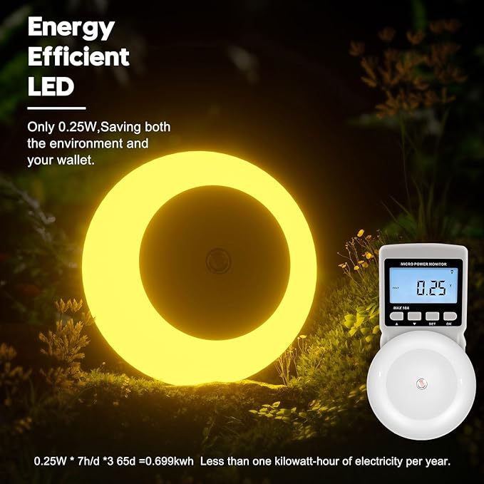 fesnne Night Light, Night Lights Plug into Wall, Dusk to Dawn Sensor, Amber Led Night Light 0.5W, 2 Pack Nightlight for Adults, Bedroom, Bathroom, Hallway, Kitchen