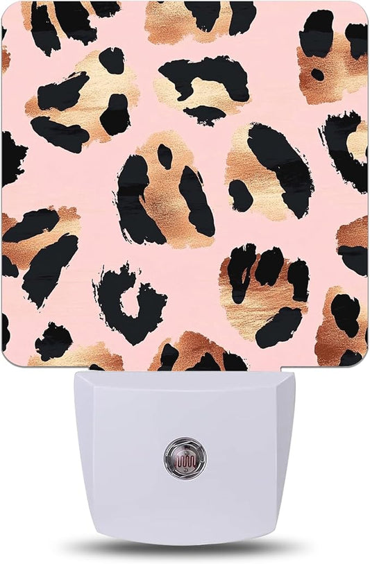 Pink Leopard Night Light, Plug-into Wall Nightlight Lamp with Dusk to Dawn Sensor, Led Lamp 0.5W Energy Efficient for Boys Girls Women Men Gifts, Home Decorative