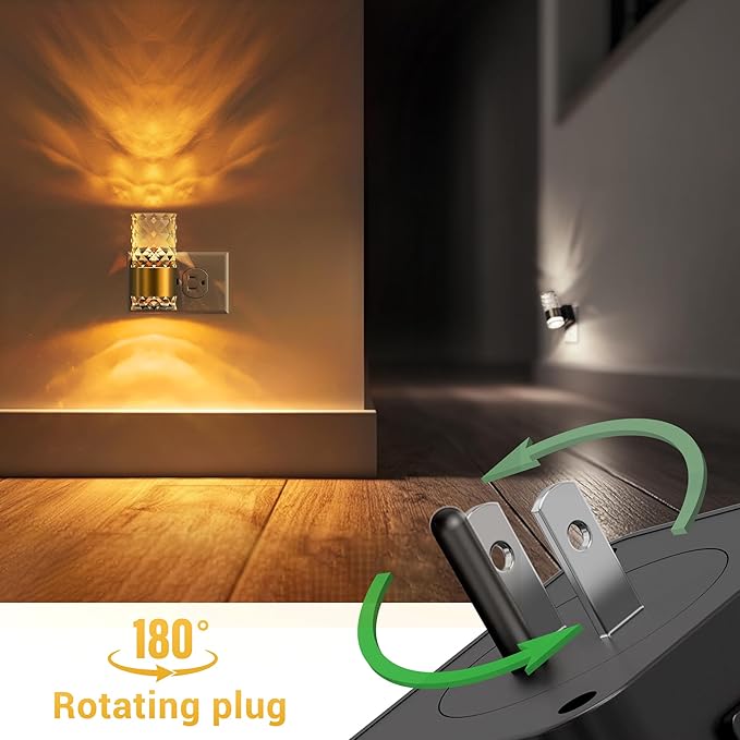 L LOHAS LED Night Light,Modern Night Lights Plug into Wall,2 Pack Amber-3000K-5000K Adjustable Color Temperature Night-Light,Dimmable Nightlights with Dusk to Dawn Sensor for Rooms Bathroom Hallway