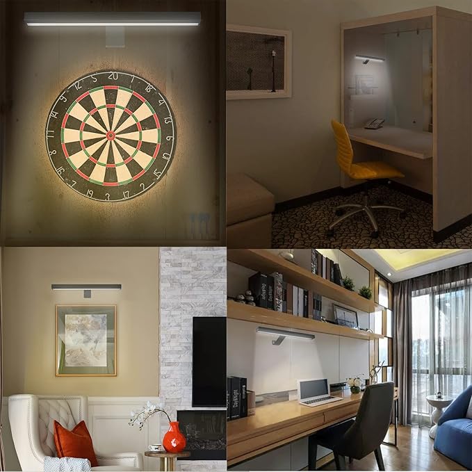 MIOBLUE Wireless Picture Lights,Rechargeable Battery Art Display Light with Remote Control, Dimmable/Timer Off Dartboard Light 16 Inch Full Metal Accent Lamp with 40LEDs for Paintings,Picture,Frame