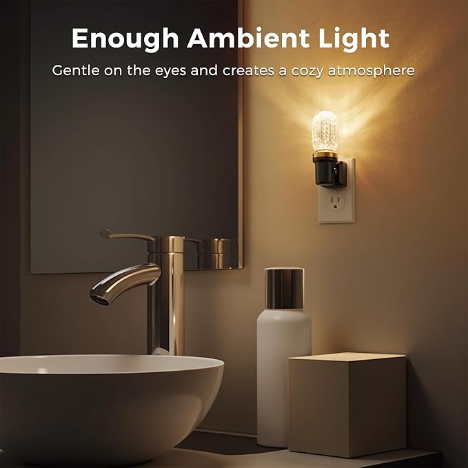 L LOHAS LED Night Lights Plug into Wall, Plug in Night Light with Light Sensor, Dimmable Night Light, 3000K LED Nightlight, Wall Sconce-Style Design Nightlight for Bedroom Bathroom Hallway, 1-Pack