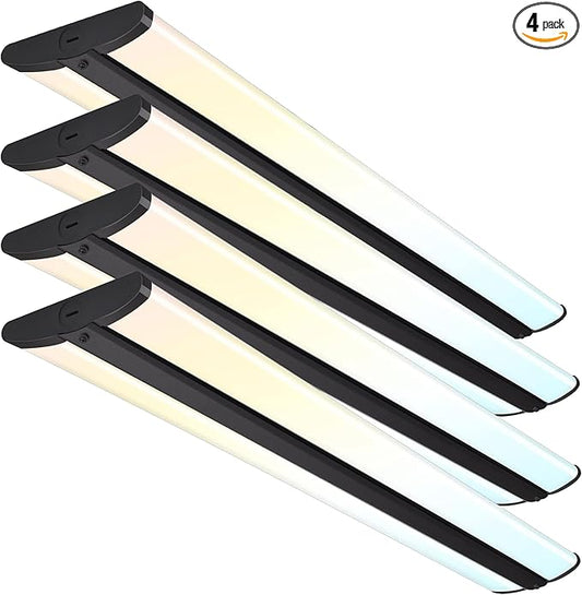 hykolity 4FT LED Wraparound Light with 3 Wattages/3 Lumens/3 CCT Selectable,55W/65W/75W,5500lm/6500lm/7500lm,3000K/4000K/5000K Flush Mount Ceiling Light for Office Kitchen,ETL,4 Pack