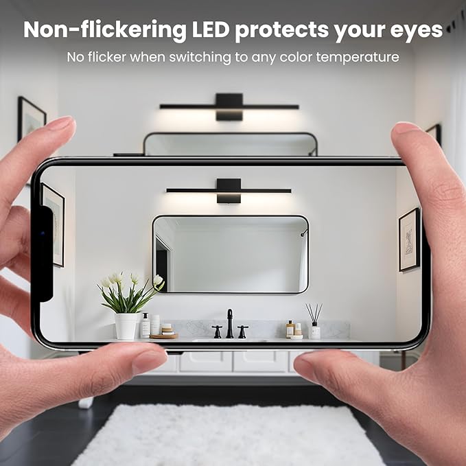Epinl Modern Vanity Light Fixtures 24 Inch, 18W Dimmable 5CCT Black Bar Vanity Light Over Mirror, LED Bath Lighting Fixture for Bathroom Mirror Cabinets Bedroom-ETL Certificated