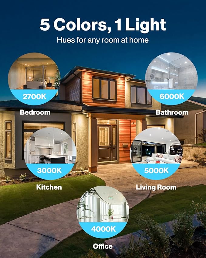 Sunco 3 Inch Recessed LED Lights, Ultra Thin Ceiling Lighting, 500 LM, 8W (50W Equivalent), Selectable CCT 2700K/3000K/4000K/5000K/6000K, Dimmable, Wafer Thin, Canless with Junction Box 4 Pack.