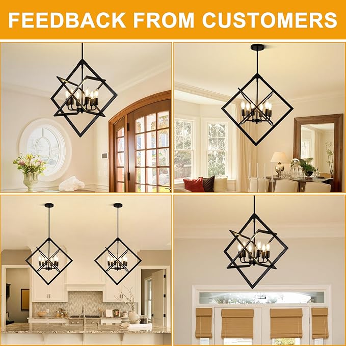 24" Modern Pendant Lights Kitchen Island, 6-Light Matte Black Farmhouse Pendant Light Fixtures, Industrial Hanging Pendant Lights Fixture for Kitchen Island Dining Room Bedroom Hallway Foyer Entryway