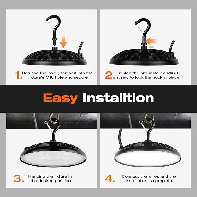 SYLVANIA ValueLED UFO LED High Bay Light, 150W, 16500 LMS, 80 CRI, 5000K, Daylight, Black, 120V with 6' Cord/Plug, High Bay Led Shop Lights for Commercial Factory Barn Garage, UL Listed-6 Pack (67260)