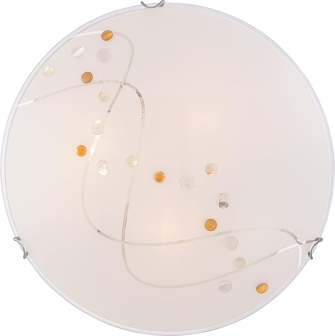 Quoizel Stellar 16" 3-Light Round Flush Mount, Polished Chrome, Frosted Glass with Amber & Clear Jewels, Dimmable